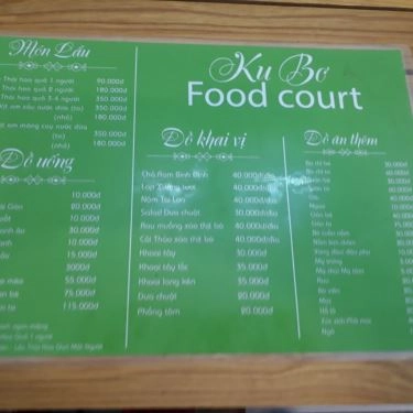 Thực đơn- Quán Ăn Ku Bơ Food Court - Lẩu Thái Hoa Quả