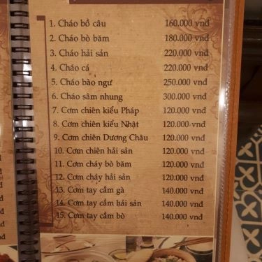 Thực đơn- Nhà Hàng Kỳ Hương Tửu Gia - Ẩm Thực Việt
