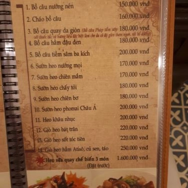 Thực đơn- Nhà Hàng Kỳ Hương Tửu Gia - Ẩm Thực Việt