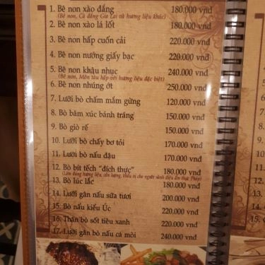 Thực đơn- Nhà Hàng Kỳ Hương Tửu Gia - Ẩm Thực Việt