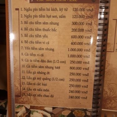 Thực đơn- Nhà Hàng Kỳ Hương Tửu Gia - Ẩm Thực Việt