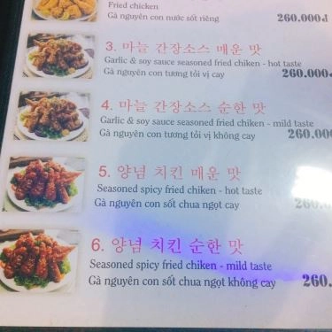 Thực đơn- Quán Ăn Kyedong Chicken - Gà Rán Hàn Quốc - Hậu Giang