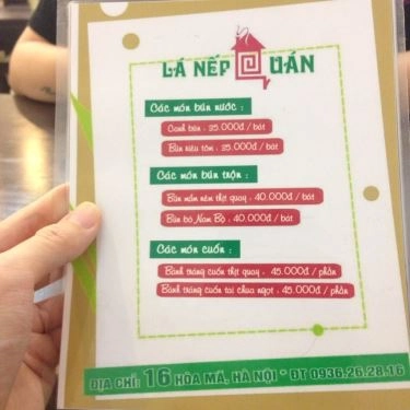 Thực đơn- Quán Ăn Lá Nếp Quán - Hòa Mã