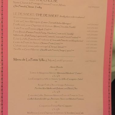 Thực đơn- Nhà Hàng La Villa - French Cuisine