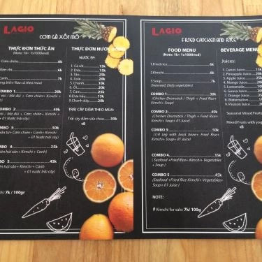 Thực đơn- Quán Ăn Lagio - Cơm Gà Xối Mỡ