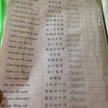 Thực đơn- Quán Ăn Lâm Ký - Hủ Tiếu, Mì & Cơm