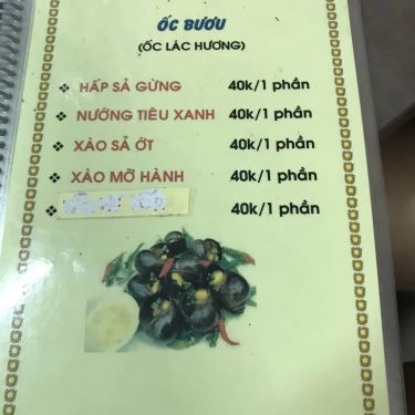 Thực đơn- Quán Ăn Quán Ốc Lan Anh