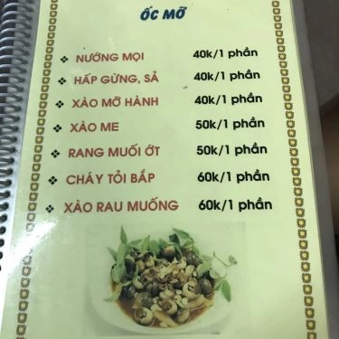 Thực đơn- Quán Ăn Quán Ốc Lan Anh