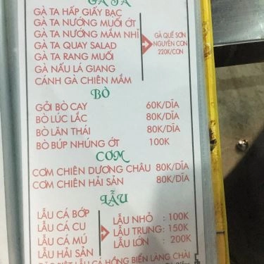 Thực đơn- Quán Ăn Lâm Làng Chài - Hải Sản Tươi Sống