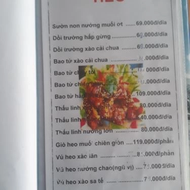Thực đơn- Quán Ăn Làng Nướng Nam Bộ - Hải Sản & Các Món Nướng