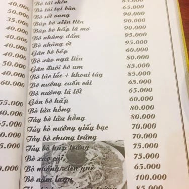 Thực đơn- Quán Ăn Làng Nướng Thiên Tứ