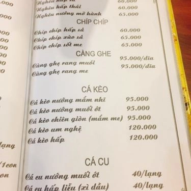 Thực đơn- Quán Ăn Làng Nướng Thiên Tứ