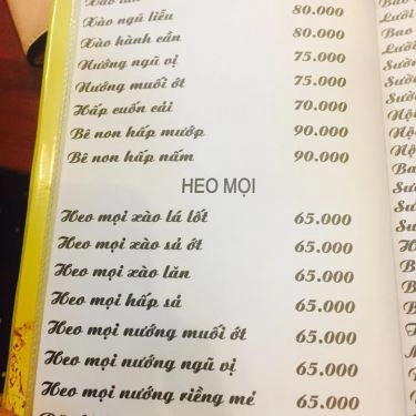 Thực đơn- Quán Ăn Làng Nướng Thiên Tứ