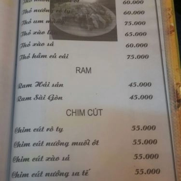 Thực đơn- Quán Ăn Làng Nướng Thiên Tứ