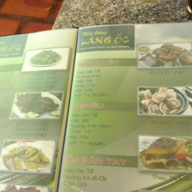 Thực đơn- Quán Ăn Làng Ốc - Hải Sản Tươi Sống