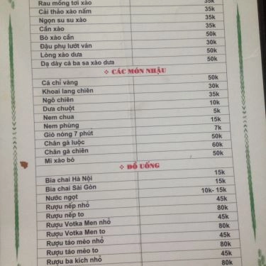 Thực đơn- Quán Ăn Lang Thang Quán - Lẩu, Nướng & Các Món Nhậu