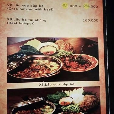 Thực đơn- Quán Ăn Làng Vũ Đại - Ẩm Thực Miền Bắc
