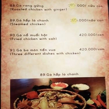 Thực đơn- Quán Ăn Làng Vũ Đại - Ẩm Thực Miền Bắc