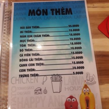 Thực đơn- Quán Ăn Larva - Mì Cay & Ăn Vặt - Lý Chiêu Hoàng