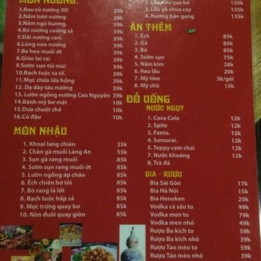 Thực đơn- Quán Ăn Lẩu & Nướng Gật Gù - Nguyễn Khánh Toàn
