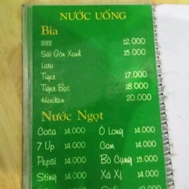 Thực đơn- Quán Ăn Lẩu 168 - Hùng Vương
