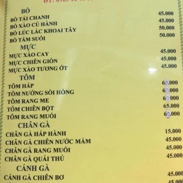 Thực đơn- Quán Ăn Lẩu 38 - Đường Số 11