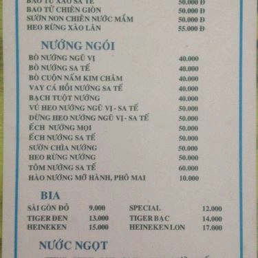 Thực đơn- Quán Ăn Lẩu 38 - Đường Số 11