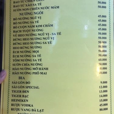 Thực đơn- Quán Ăn Lẩu 38 - Đường Số 11
