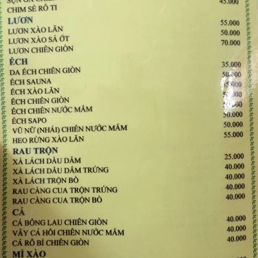 Thực đơn- Quán Ăn Lẩu 38 - Đường Số 11