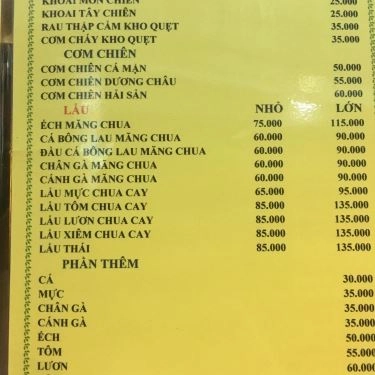 Thực đơn- Quán Ăn Lẩu 38 - Đường Số 11