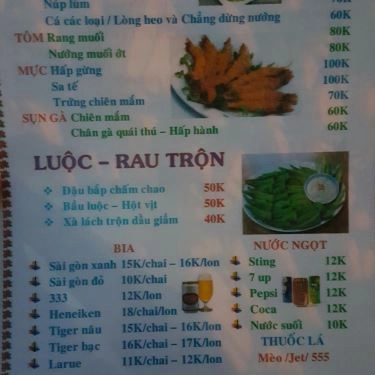 Thực đơn- Quán Ăn Lẩu Ánh Tuyết