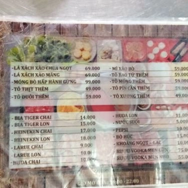 Thực đơn- Quán Ăn Lẩu Bò 91