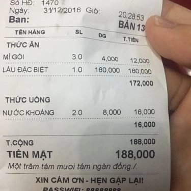 Thực đơn- Quán Ăn Lẩu Bò Bà Triệu