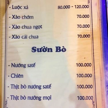 Thực đơn- Quán Ăn Lẩu Bò Đùm Hưng Lợi