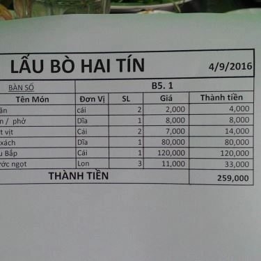Tổng hợp- Quán Ăn Lẩu Bò Hai Tín
