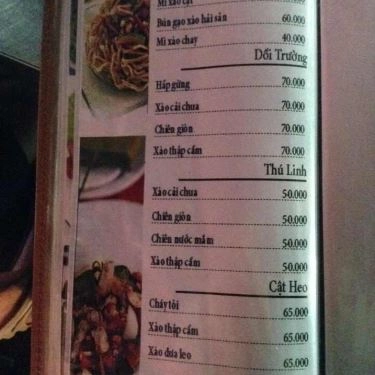 Thực đơn- Quán Ăn Lẩu Bò Khu Nhà Cháy