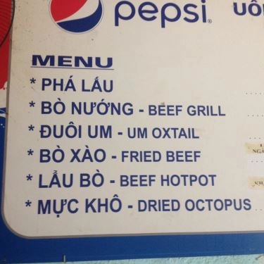 Thực đơn- Quán Ăn Lẩu Bò Lan - Cô Giang