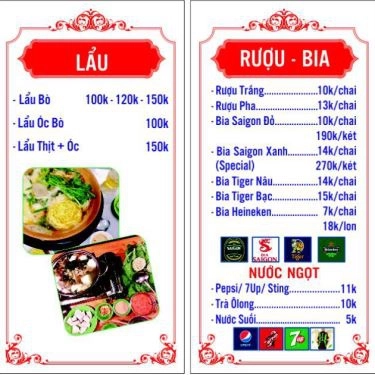 Thực đơn- Quán Ăn Lẩu Bò Năm Thái
