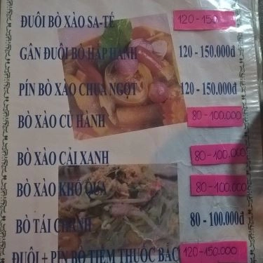Thực đơn- Quán Ăn Lẩu Bò Phát Tài 2