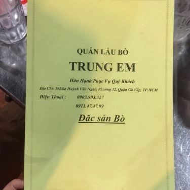 Thực đơn- Quán Ăn Lẩu Bò Trung Em