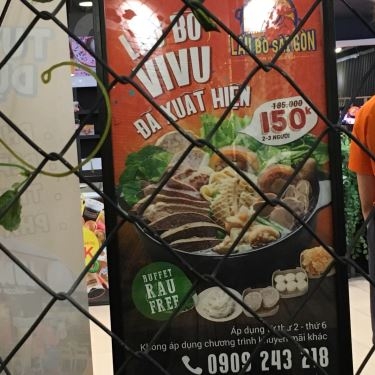 Thực đơn- Nhà Hàng Lẩu Bò Sài Gòn Vivu - Aeon Mall Bình Tân