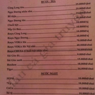Thực đơn- Quán Ăn Lẩu Cá Gia Truyền