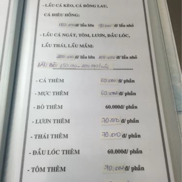 Thực đơn- Quán Ăn Lẩu Cá Kèo Số 10