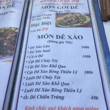 Thực đơn- Quán Ăn Lẩu Dê 34