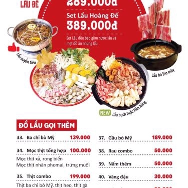 Thực đơn- Quán Ăn Lẩu Đế