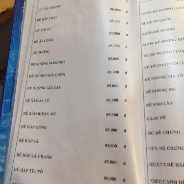 Thực đơn- Quán Ăn Lẩu Dê 404 - Lê Trọng Tấn