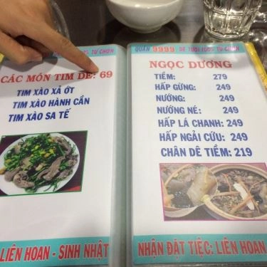Thực đơn- Quán Ăn Lẩu Dê 9999