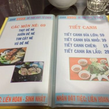 Thực đơn- Quán Ăn Lẩu Dê 9999