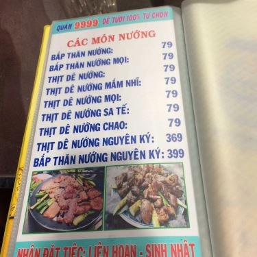 Thực đơn- Quán Ăn Lẩu Dê 9999