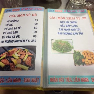 Thực đơn- Quán Ăn Lẩu Dê 9999